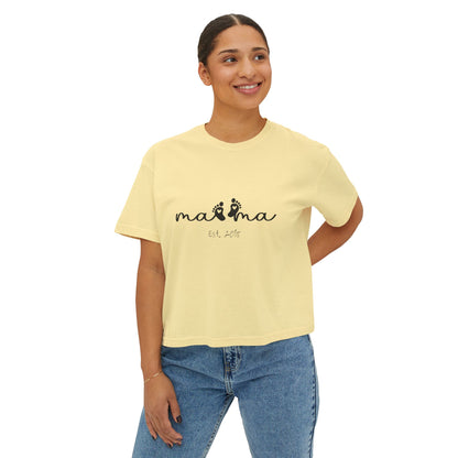 Mama Est. Custom Birth Year Boxy Tee — Mother's Day Shirt