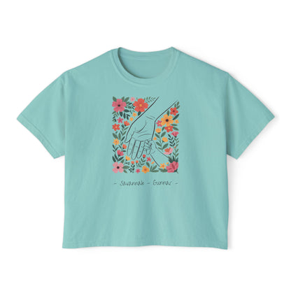 Mama Hand Custom Name Boxy Tee — Mother's Day Shirt