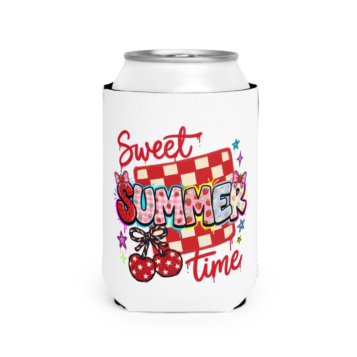 Sweet Summertime Can Cooler Sleeve — Personalized Can Koozie for BBQs & Beach Days