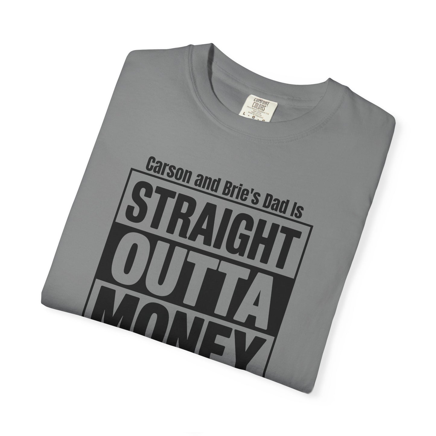 Straight Outta Money Custom Kid's Names— Distressed American Flag Fathers Day Tee