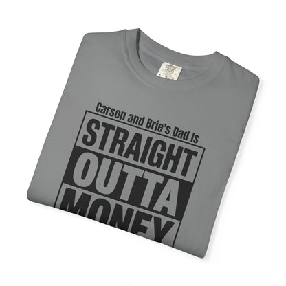 Straight Outta Money Custom Kid's Names— Distressed American Flag Fathers Day Tee
