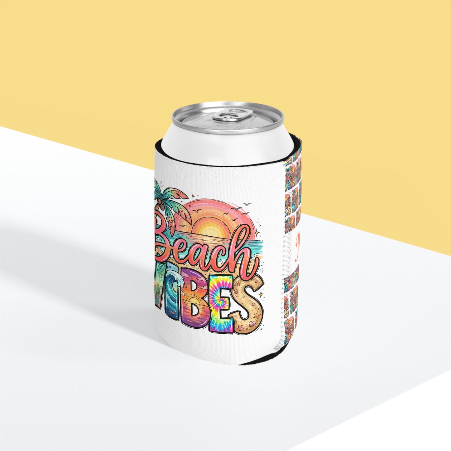Beach Vibes Cooler Sleeve — Personalized Can Koozie for BBQs & Beach Days