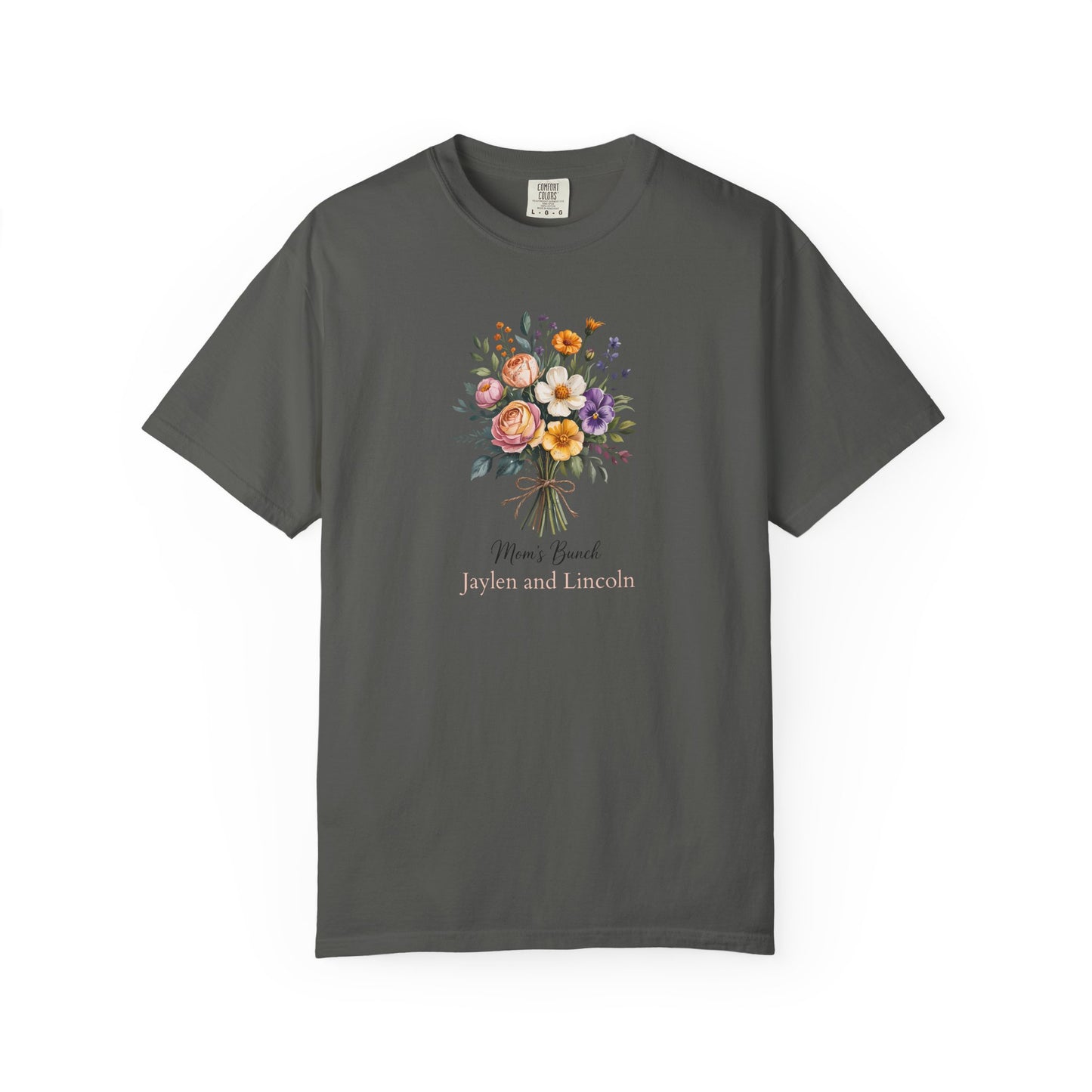 Mom's Bunch Custom Name T-Shirt — Personalized Mom Script Graphic Tee