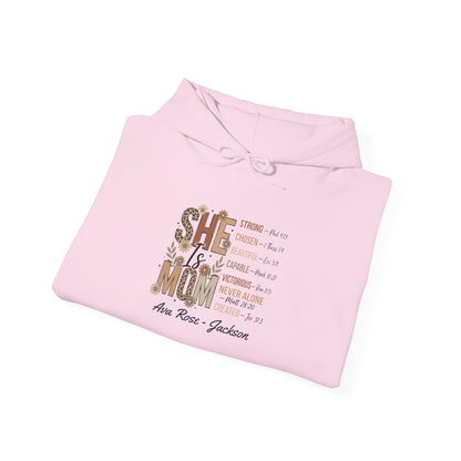 She Is Mom Custom Kids Name Mama Hoodie — Personalized Mom Hoodie