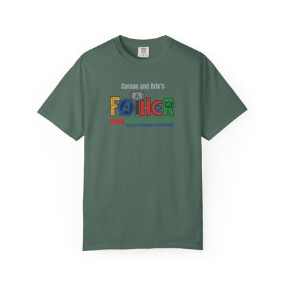 Superhero Father Custom Kid's Names— Fathers Day Tee