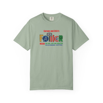 Superhero Father Custom Kid's Names— Fathers Day Tee