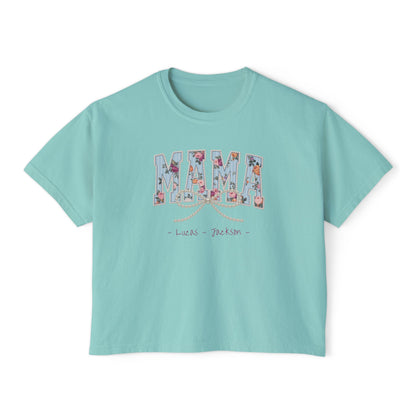 Mama Pearls Custom Name Boxy Tee — Mother's Day Shirt