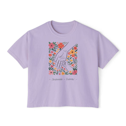 Mama Hand Custom Name Boxy Tee — Mother's Day Shirt