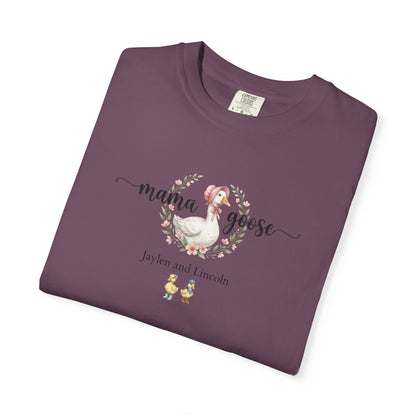 Mama Goose Custom Name T-Shirt — Personalized Mom Script Graphic Tee