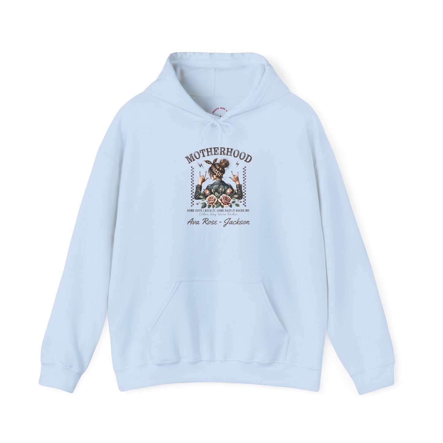 Rockin Motherhood Custom Kids Name Mama Hoodie — Personalized Mom Hoodie