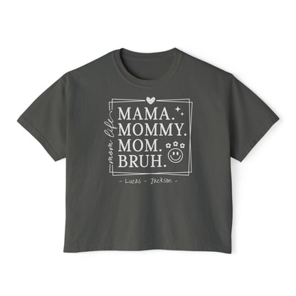 Mom Life Custom Name Boxy Tee — Mother's Day Shirt