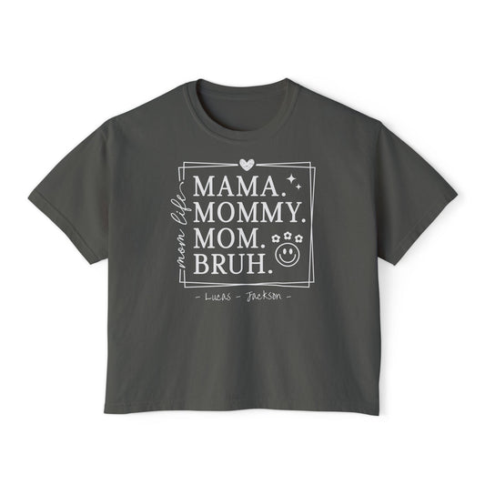 Mom Life Custom Name Boxy Tee — Mother's Day Shirt