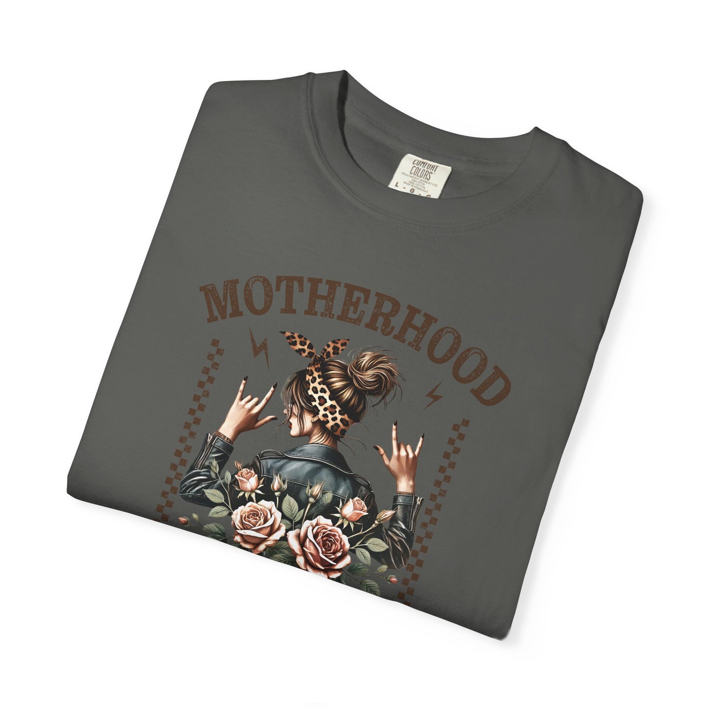 Rockin Motherhood Custom Name T-Shirt — Personalized Mom Script Graphic Tee