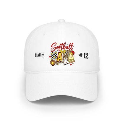 Softball Mama Low Profile Cap — Personalized Name & Number