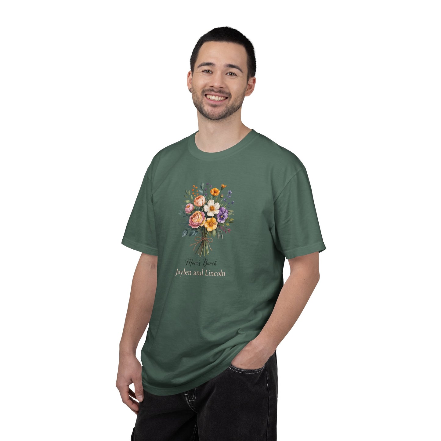 Mom's Bunch Custom Name T-Shirt — Personalized Mom Script Graphic Tee