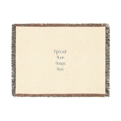 Custom Photo Woven Blanket — Personalized Fringe Throw Blanket with Text