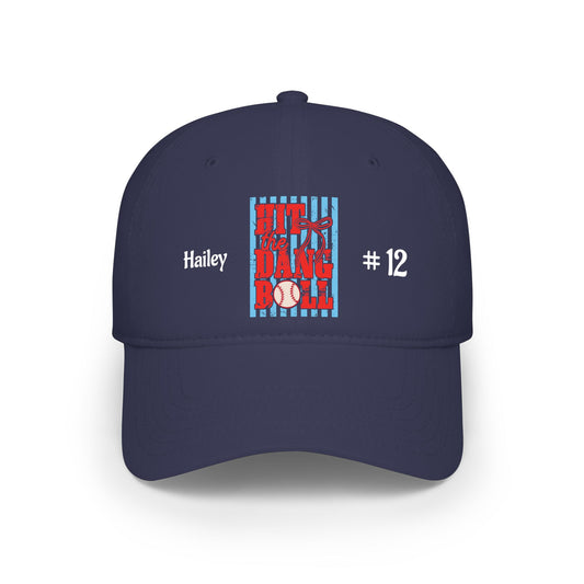 Hit The Dang Ball Low Profile Cap — Personalized Name & Number