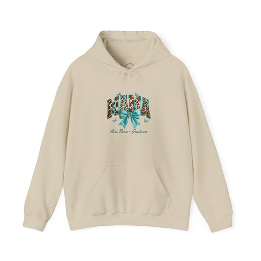 Mama Teal Bow Custom Kids Name Mama Hoodie — Personalized Mom Hoodie