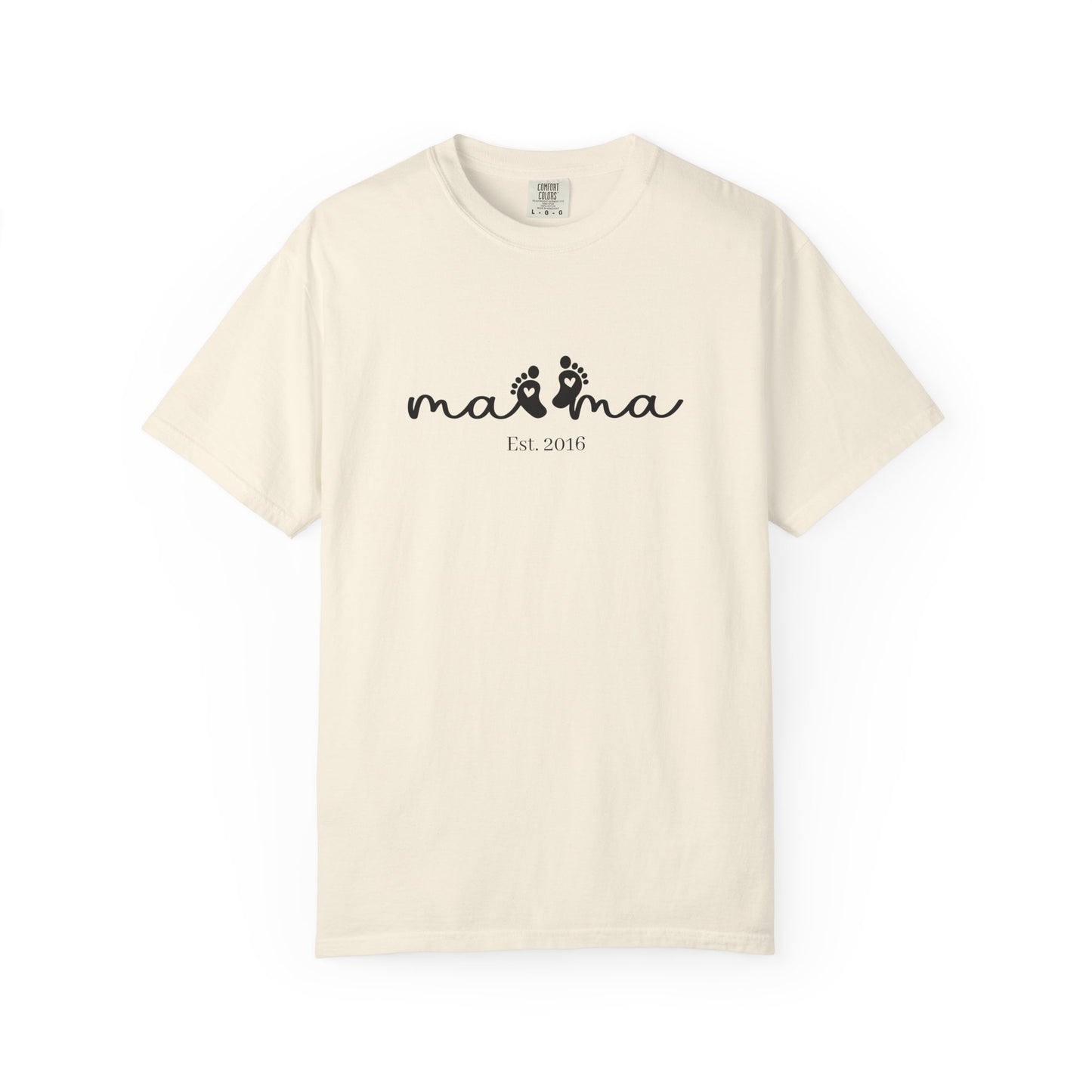 Mama Est. Custom Birth Year T-Shirt — Personalized Mom Script Graphic Tee