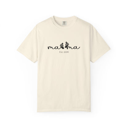 Mama Est. Custom Birth Year T-Shirt — Personalized Mom Script Graphic Tee