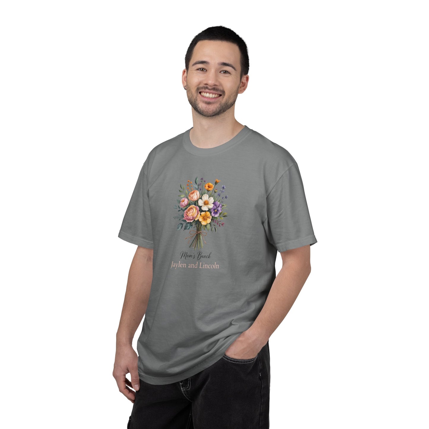Mom's Bunch Custom Name T-Shirt — Personalized Mom Script Graphic Tee
