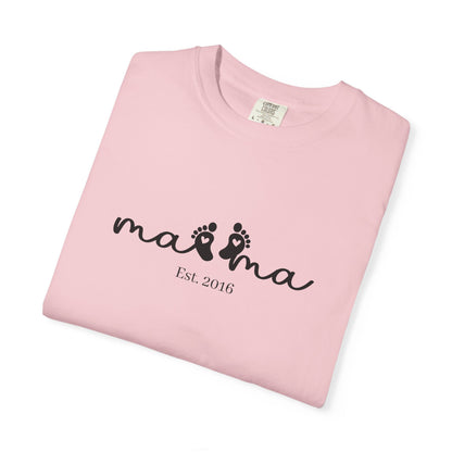 Mama Est. Custom Birth Year T-Shirt — Personalized Mom Script Graphic Tee