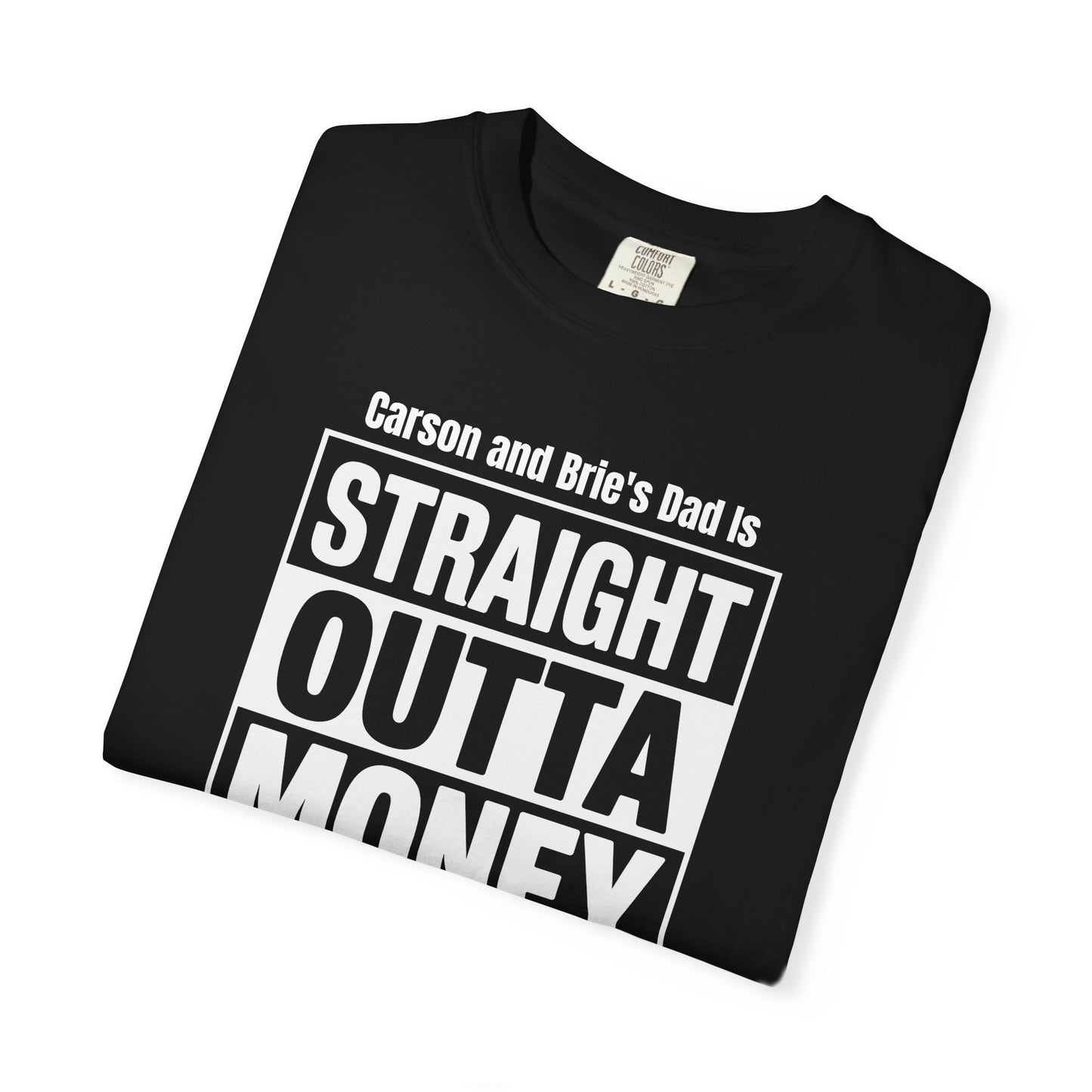 Straight Outta Money Custom Kid's Names— Distressed American Flag Fathers Day Tee