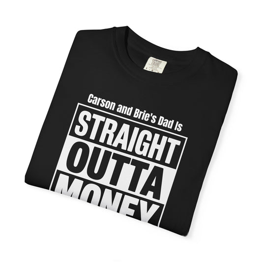 Straight Outta Money Custom Kid's Names— Distressed American Flag Fathers Day Tee