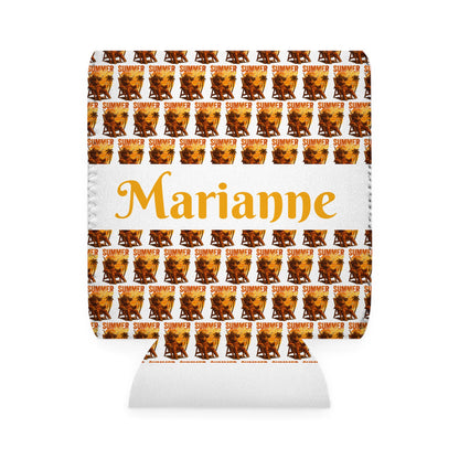 Highland Cow Can Cooler Sleeve — Personalized Can Koozie for BBQs & Beach Days