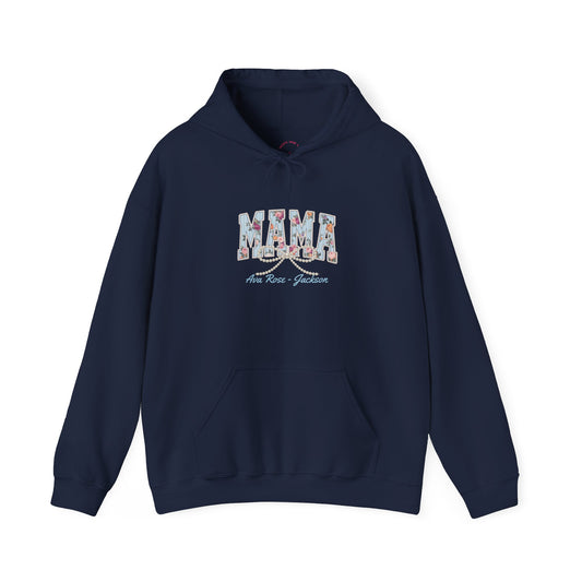 Mama Pearls Custom Kids Name Mama Hoodie — Personalized Mom Hoodie