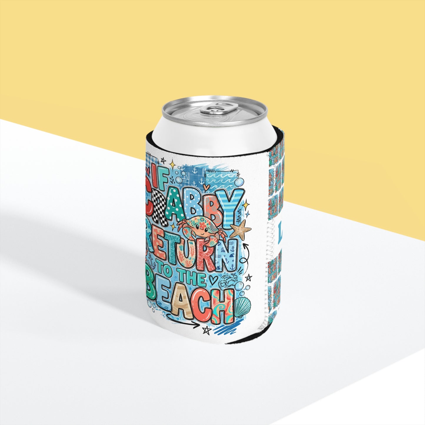 Crabby Can Cooler Sleeve — Personalized Can Koozie for BBQs & Beach Days