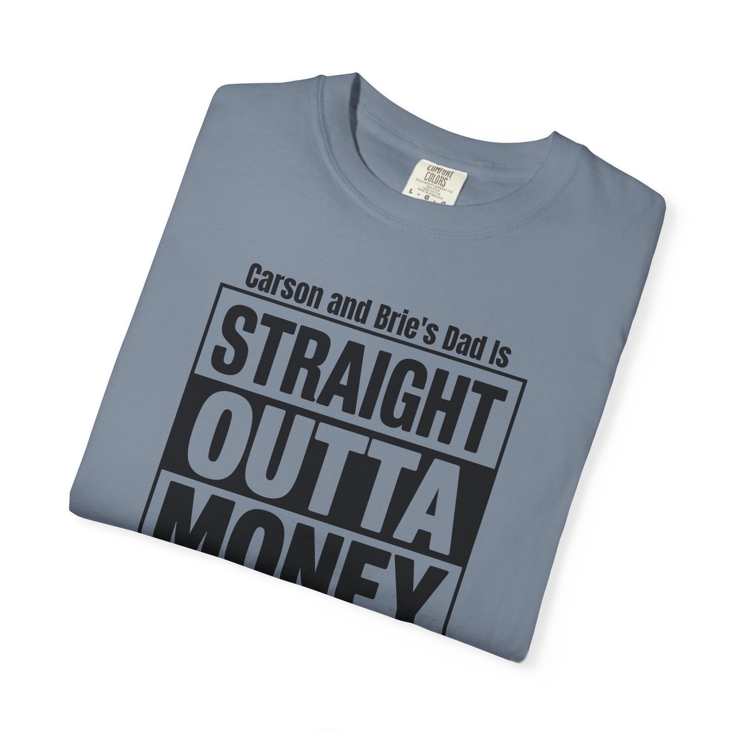 Straight Outta Money Custom Kid's Names— Distressed American Flag Fathers Day Tee