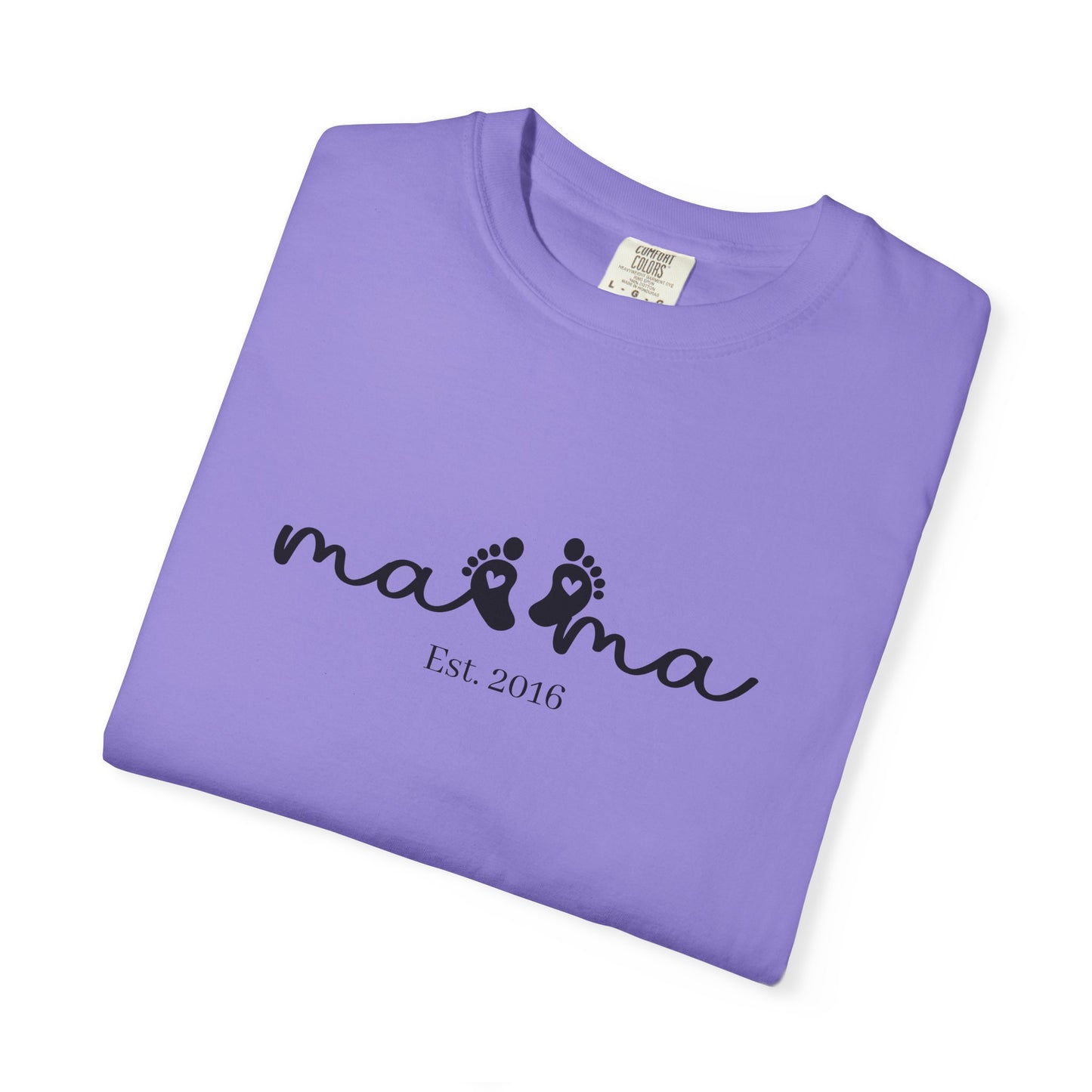 Mama Est. Custom Birth Year T-Shirt — Personalized Mom Script Graphic Tee