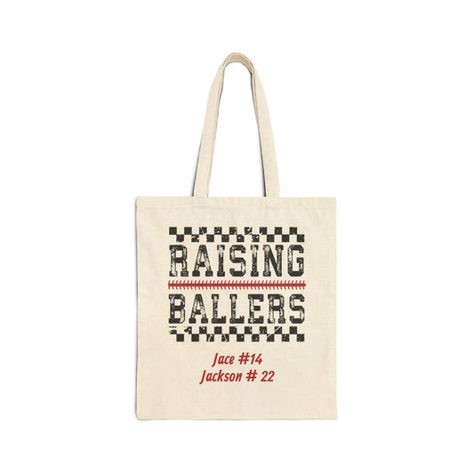 Raising Ballers Personalized Cotton Canvas Tote (Custom Name & Number)