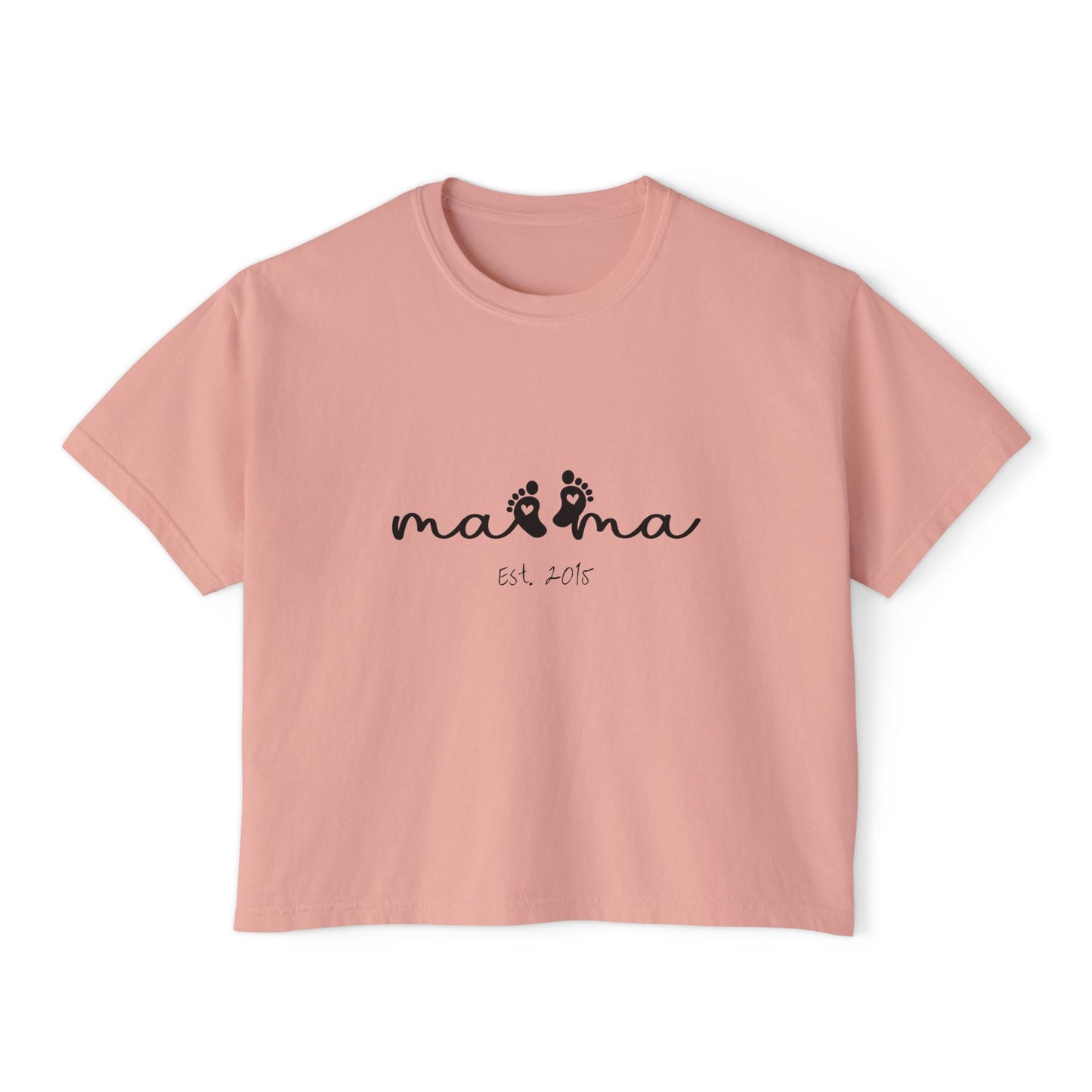 Mama Est. Custom Birth Year Boxy Tee — Mother's Day Shirt