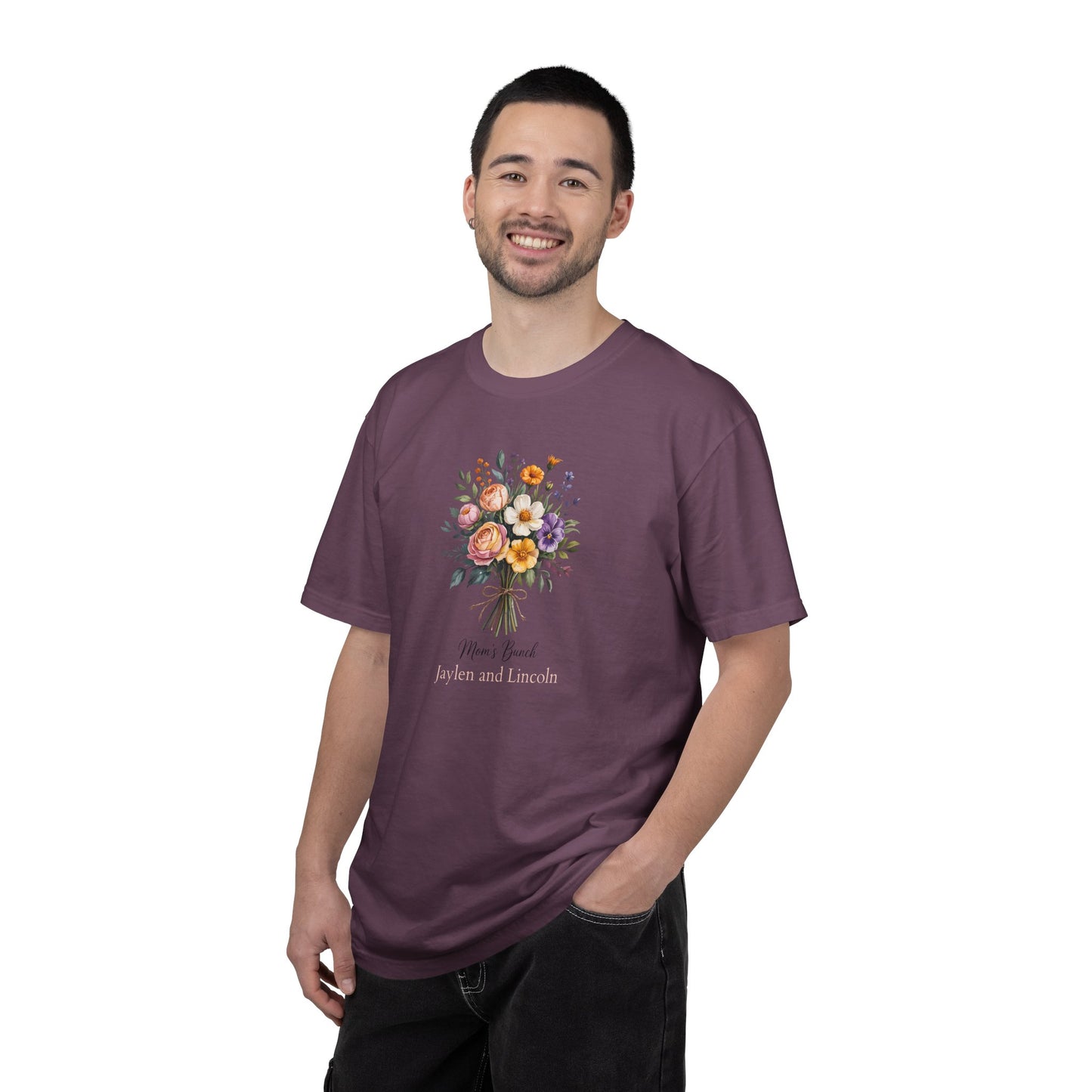 Mom's Bunch Custom Name T-Shirt — Personalized Mom Script Graphic Tee