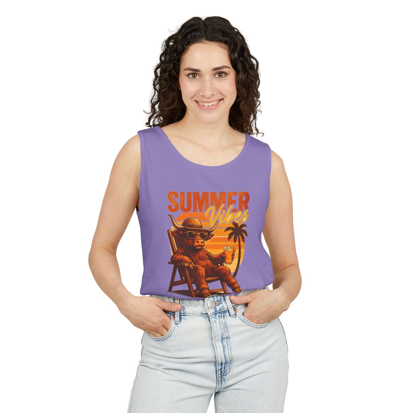 Highland Cow — Breathable Garment-Dyed Summer Tank