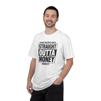 Straight Outta Money Custom Kid's Names— Distressed American Flag Fathers Day Tee