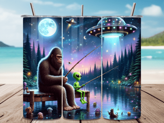 20oz or 25oz Big Foot and Alien SKINNY TUMBLER - Free Personalization