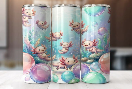 20oz or 25oz Axolotl SKINNY TUMBLER - Free Personalization