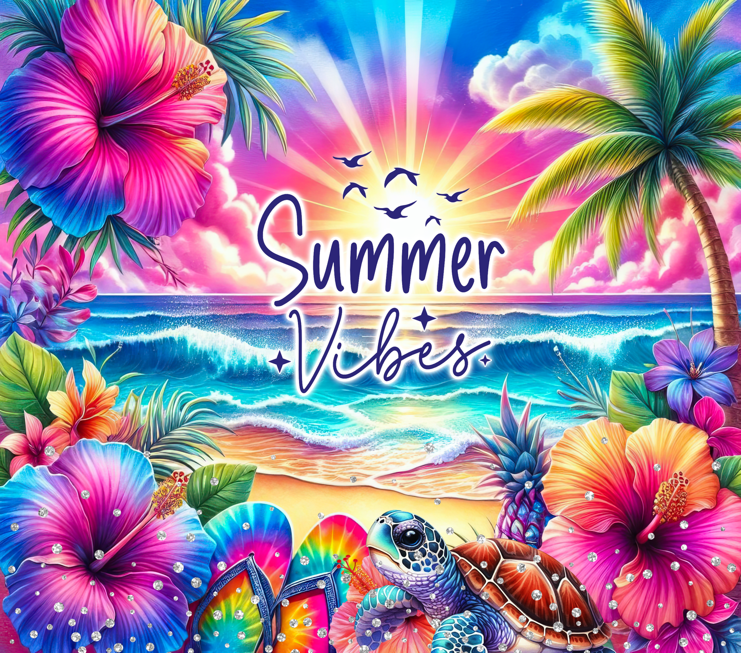 20oz or 25oz Summer Vibes SKINNY TUMBLER - Free Personalization