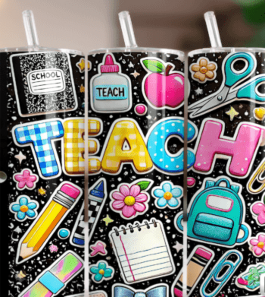 20oz or 25oz Teacher SKINNY TUMBLER - Free Personalization